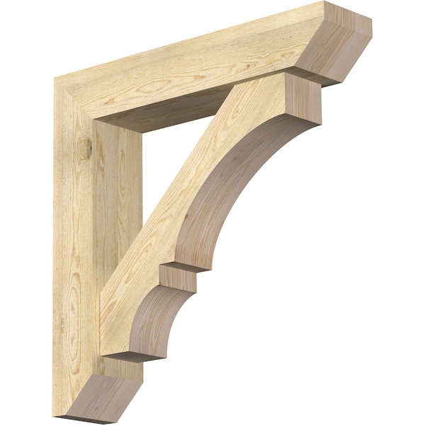 Ekena Millwork Balboa Slat Rough Sawn Bracket w/ Offset Brace, Douglas Fir, 8"W x 38"D x 38"H BKT0806X38X38BOA06RDF - main